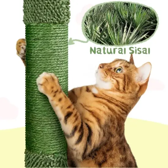 Yaheetech 48.5inch Oasis-themed Cat Tree Cat Tower, Green image {5}