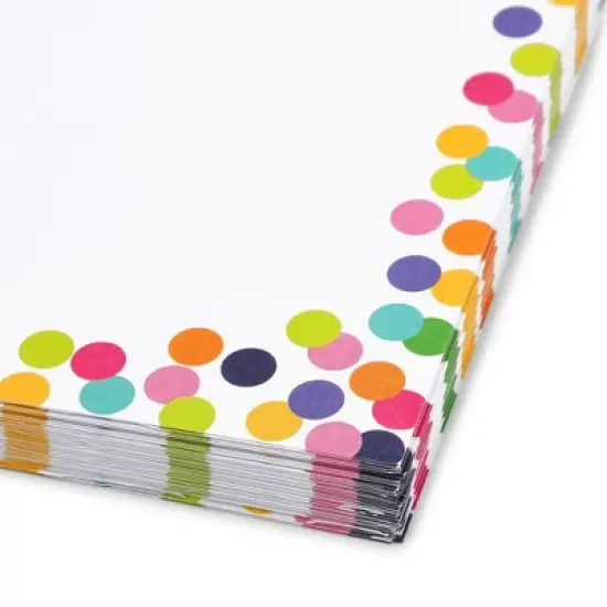 Pipilo Press 96 Sheets of Confetti Stationery Paper for Writing Letters, Invitations with Decorative Border, 8.5 x 11 In image {7}
