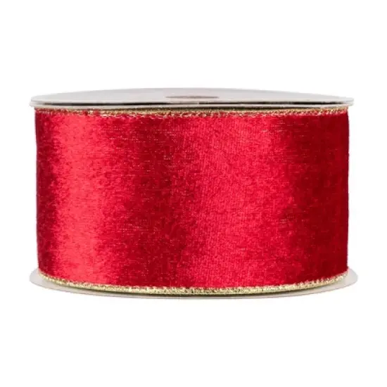 Northlight Club Pack of 12 Red and Gold Wired Christmas Craft Ribbon Spools 2.5" x 120 Yards image {2}