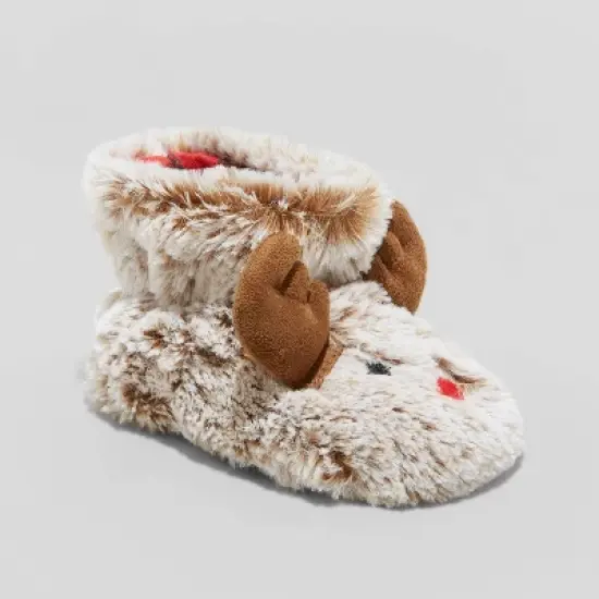 Baby Holiday Red Nose Rudolf Bootie Slippers - Wondershop&trade; Brown image {4}