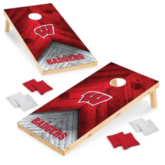 NCAA Wisconsin Badgers 2'x4' Wood Cornhole Set image {7}