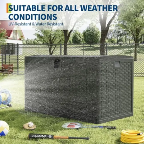 TROPOW120 Gallon Waterproof Large Resin Deck Box Indoor Outdoor Lockable Storage Container for Patio Furniture, Garden, Tools image {8}