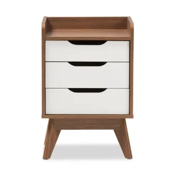 Brighton Mid - Century Modern Wood 3 - Drawer Storage Nightstand - Brown - Baxton Studio image {2}