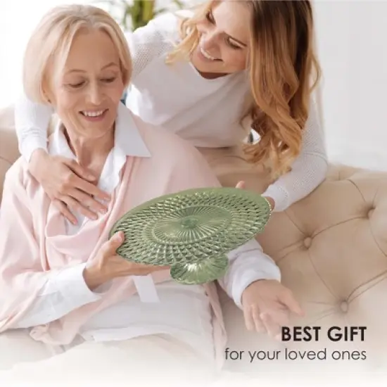 Amici Home Rochester Glass Footed Cake Stand - Round Pedestal for Cakes, Cupcakes, Pastries & Party Desserts, Decorative Centerpiece - Tinted Green image {6}