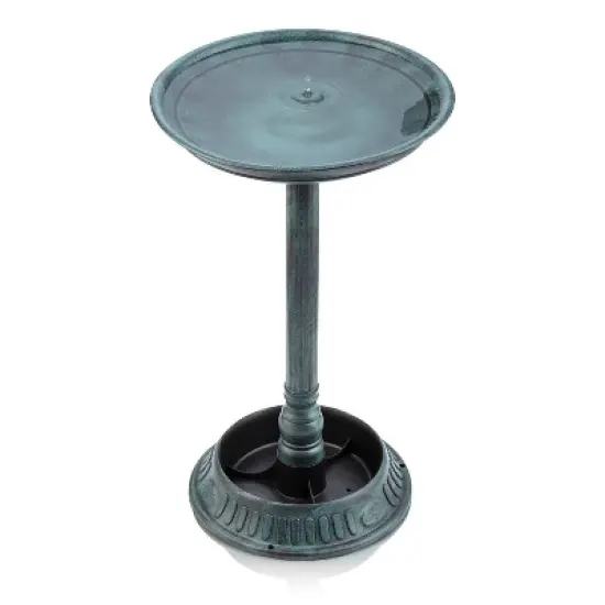 25" Outdoor Polyresin Birdbath with Planter Yard Statue Green - Alpine Corporation image {5}