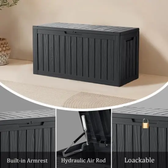 Decksplore 80 Gallon Deck Box Indoor/Outdoor Storage Box  Space-Saving All-Weather image {13}