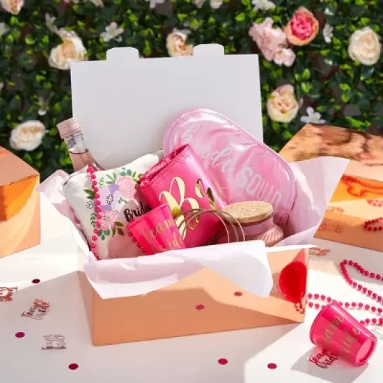 Sparkle and Bash 15 Pack Rose Gold Party Favors Treat Boxes, Pink Gift Box for Wedding, Bachelorette, 9.5x6.5x4 In image {1}