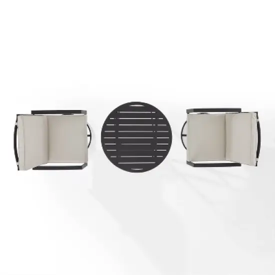 3pc Kaplan Outdoor Steel Bistro Set Oatmeal/Bronze - Crosley image {6}