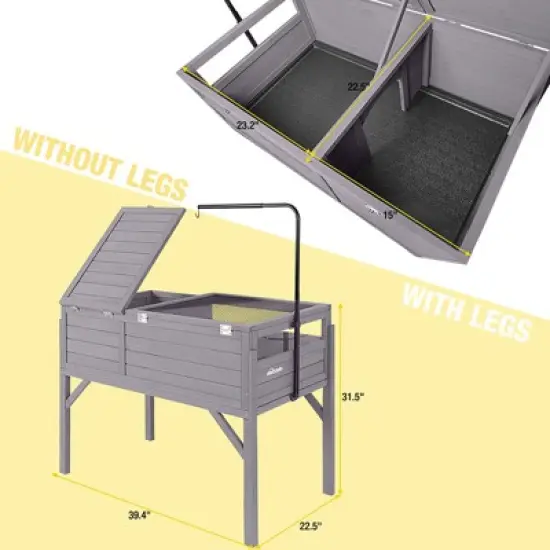 Aivituvin Wooden Tortoise House | Large Turtle Habitat with Legs-AIR70 image {6}