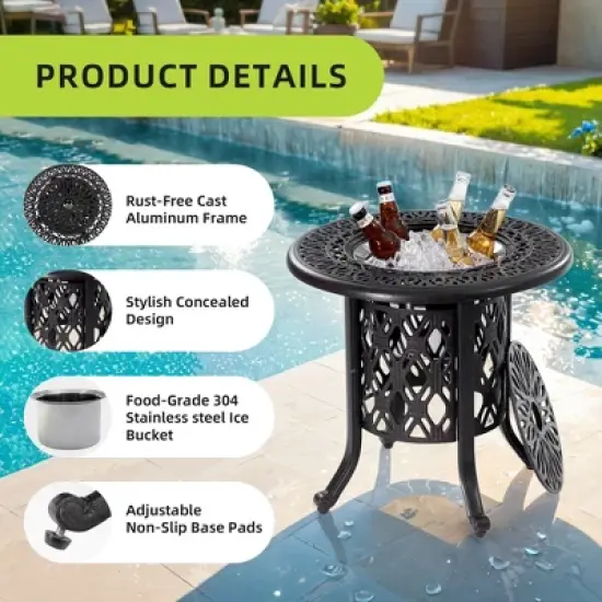 Dexmalle patio table With Removable Ice Bucket image {2}