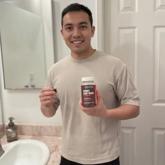 Horny Goat Weed Gummies + Vitamin B12, Energy Endurance & Performance Support for Men, Mood Health Support, Havasu Nutrition, Raspberry, 60ct image {6}