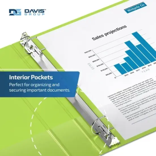 Premium Economy 2" Angle D Ring Binder 6pk Lime Green 2": Davis Group, Polypropylene, 475 Sheet Capacity, Hard Cover image {5}