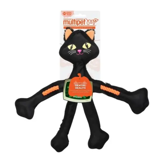 Multipet Skelerope Black Cat Interactive Plush Dog Toy - Black image {4}