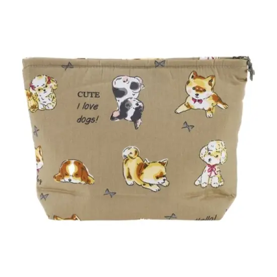 Unique Bargains Women Cartoon Dogs Cosmetic Bag Coffee Color 1 Pc image {3}