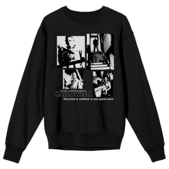 John Carpenter's Halloween Mike Myers Multi-Image Crew Neck Long Sleeve Black Fleece Adult Sweatshirt image {3}