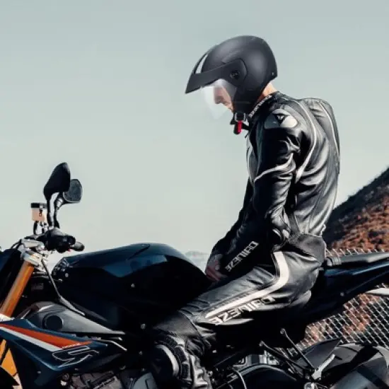 VEVOR Motorcycle Helmet, 3/4-Face, Smart Street ABS & High Density Helmet with Bluetooth Slot & Interchangeable Lens, DOT Approved, Black image {1}