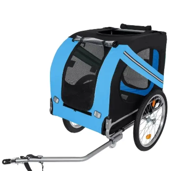 VASIP Large Pet Dog Bike Trailer - 100LB Capacity All-Terrain Pet Carrier, Folding Steel Frame for Cycling, Jogging & Camping,Black+Blue image {7}