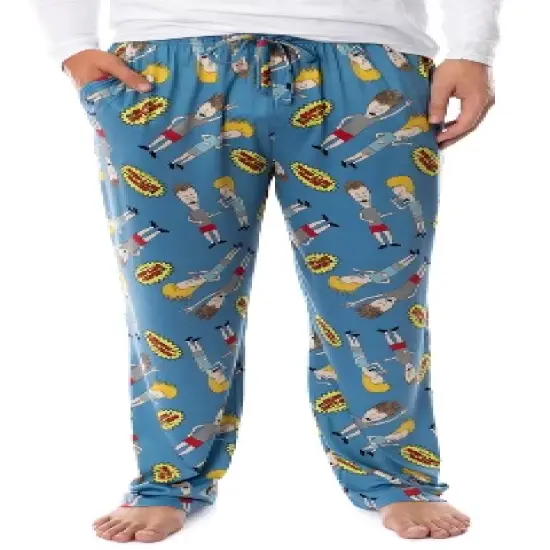 MTV Mens' Beavis and Butt-Head Logo TV Show Sleep Pajama Pants Blue image {4}