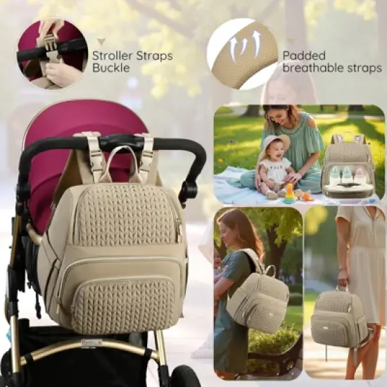 Itopfox Lightweight Stylish Diaper Backpack for Boys Girls & Baby Travel Essentials with Changing Pad & Insulated Pocket image {4}