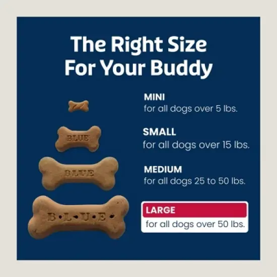 Blue Buffalo Bones Natural Crunchy Dog Treats, Large Dog Biscuits, Beef 16-oz, Pack of 2 image {2}