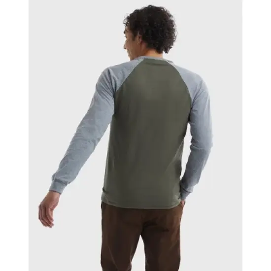 Hanes Beefy-T Men's Long Sleeve Colorblock Henley image {6}