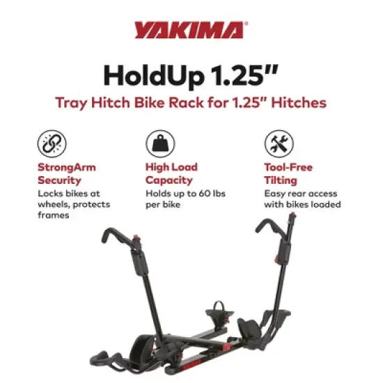 Yakima HoldUp 2 Bike Capacity Hitch Bicycle Bike Rack with StrongArm Adjustable Pivot Design, Tilt Mechanism, and Integrated SKS Locks, Black image {2}