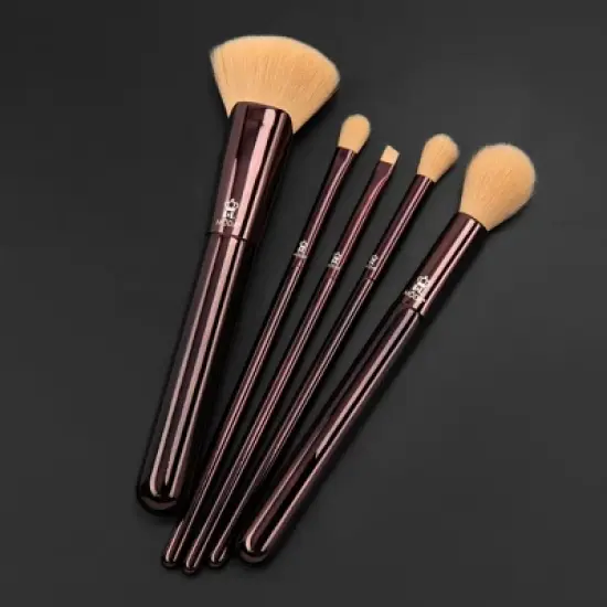 MODA Brush Metallic Heavy Metal Face Makeup Brush Set, Burnished- 5pc image {1}