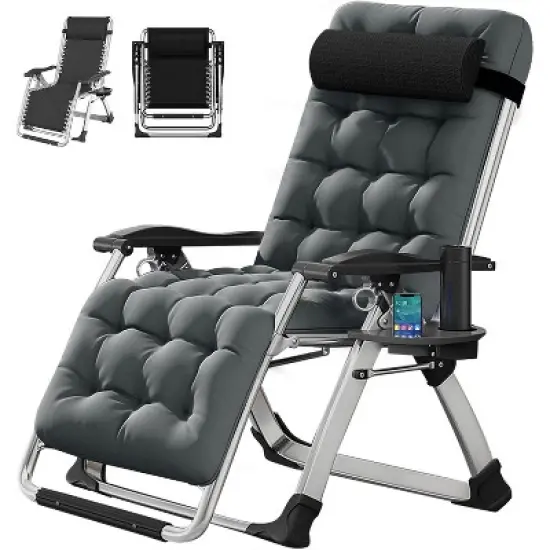 Docred Standard & XL Zero Gravity Chair with Cushion, Cup Holder & Headrest for Lawn, Patio & Pool image {10}