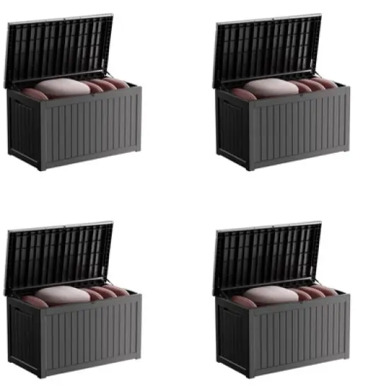 Sersper 230 Gallon Waterproof & UV Resistant Deck Box, Lockable, Black - For Garden Tools & Outdoor Use (4 Pack) image {8}