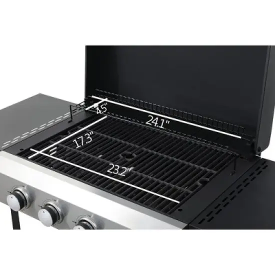 Dolonm 4-Burner 49,200 BTU Gas Grill w/Stainless Plancha & XL Enamel Grids - Foldable Side Tables, 6 Hooks - Outdoor BBQ image {7}