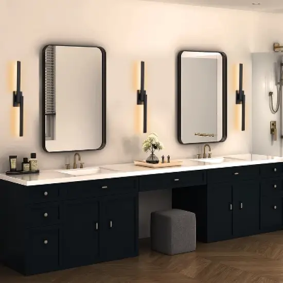 C Cattleya 30in. Black Dimmable 26W LED Outdoor Wall Lantern Sconce with Frosted Glass image {6}