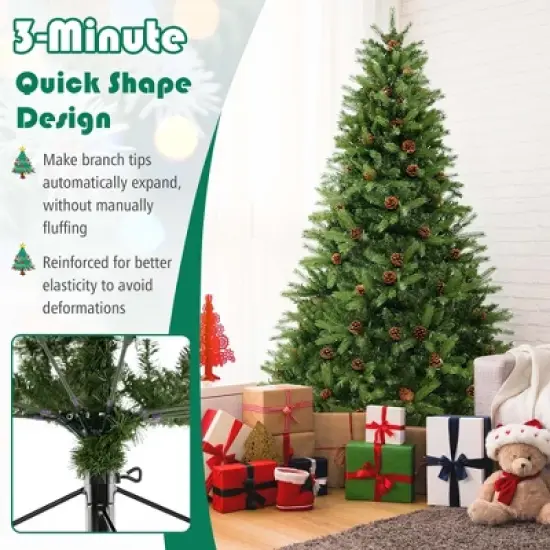 Costway 7 FT Pre-Lit Christmas Tree 3-Minute Quick Shape with Quick Power Connector Timer image {4}