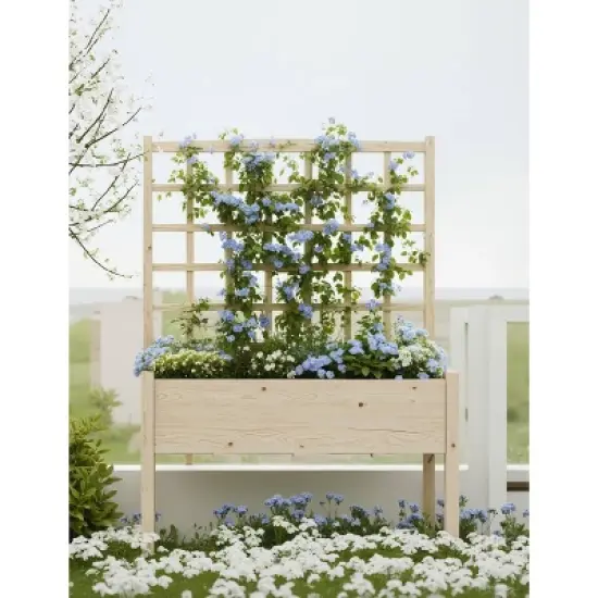 Raised Garden Bed with Trellis, Elevated Planter Box with Legs for Backyard, Patio image {7}
