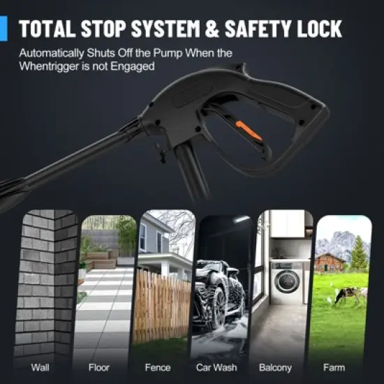 SKONYON 2800 PSI Electric Pressure Washer, 2.4 GPM, 1800W, 5 Nozzles, Foam Cannon, Ergonomic Handle, TSS image {5}