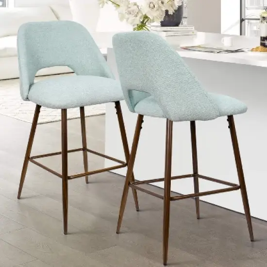 26 inches Edwin Upholstered Counter Height Stool (Set of 2) Walnut Leg-The Pop Maison image {10}