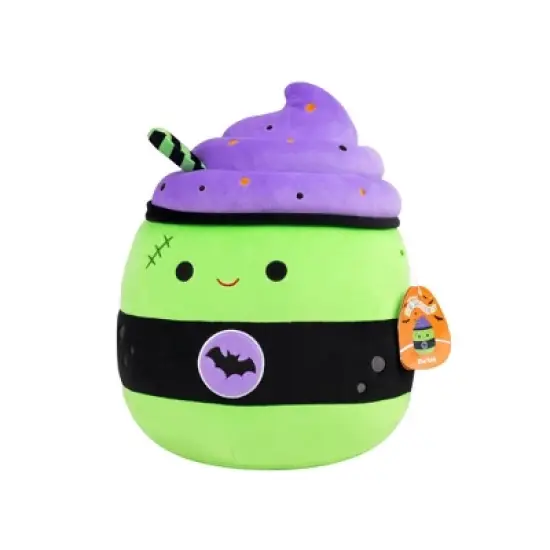 Squishmallows 12" Green and Purple Latte with Stitches and Bat logo Medium Plush: Polyester Character Stuffed Animal image {9}