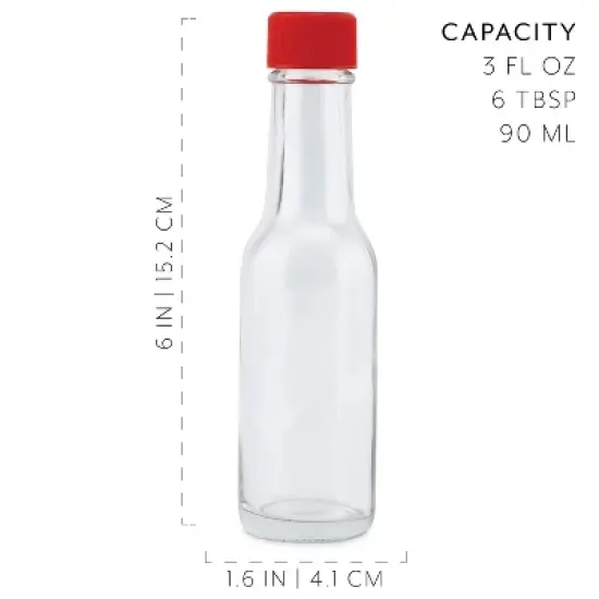 Cornucopia Brands 3oz Mini Hot Sauce Bottles, Choose Bottle Set or Replacement Parts; w/Red Caps, Dripper Inserts, and Black Shrink Bands image {2}