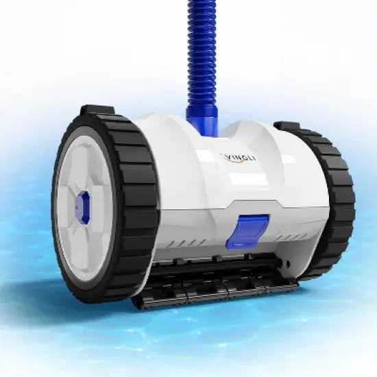 VINGLI Automatic Suction-Side Pool Vacuum Cleaner, Powerful Wall-Climbing Sweeper for Inground Pools, Includes 39.6ft Tangle-Free Hose (Blue&White) image {6}
