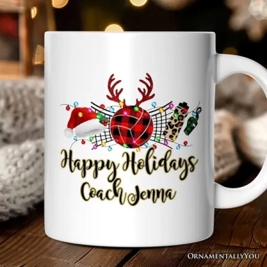Volleyball Buffalo Plaid Christmas Mug, Team and Coaches Gift (Non-Custom)| OrnamentallyYou image {4}