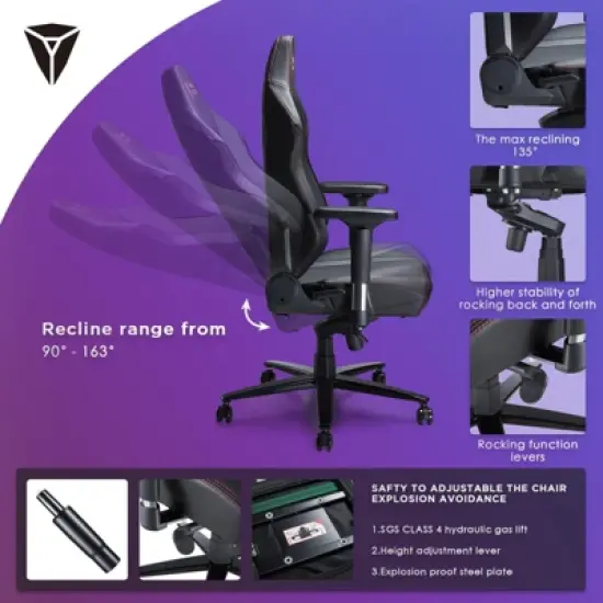 AMERLIFE Gaming Chair Ergonomic PC Game Chair- Lumbar Support Headrest 4D Armrests Computer Chair image {3}