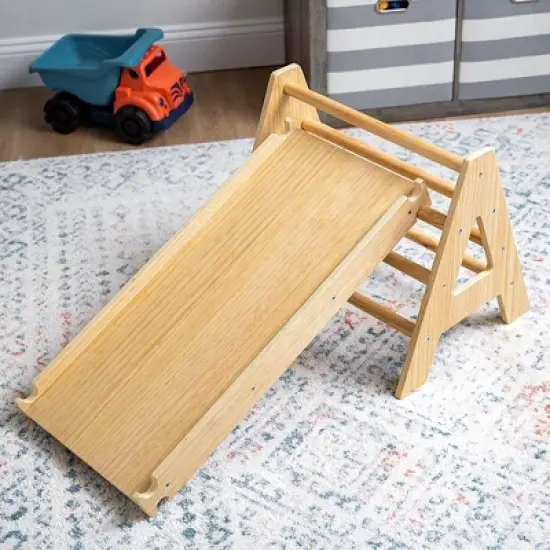Avenlur Maple Baby Pikler - Wood Small Triangle Climbing Set with Ladder Slide and Rocker image {9}