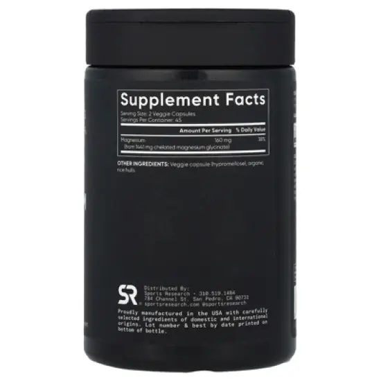 Sports Research Magnesium Glycinate, 90 Veggie Capsules (80 mg per Capsule) image {1}