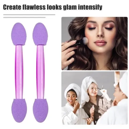 Unique Bargains Short Sponge Dual Sides EyeShadow Makeup Applicators Brushes Purple 25 PCS image {4}
