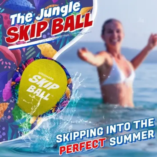 Activ Life 2 Pack Water Skip Balls, Summer Gifts for Kids and Family Beach Games, Ages 7-14 Year Old - Yellow Jungle image {1}