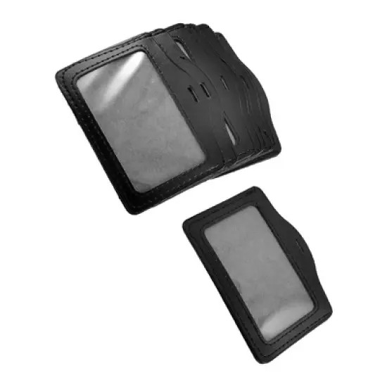 Unique Bargains Black Horizontal Name Badge ID Card Holders for Office Worker 10 Pcs image {3}