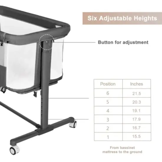 Kinder King Baby Folding Bassinet w/Wheels,Portable Newborn Bedside Sleeper All-Sided Mesh Infant Crib Removable Soft Mattress image {5}