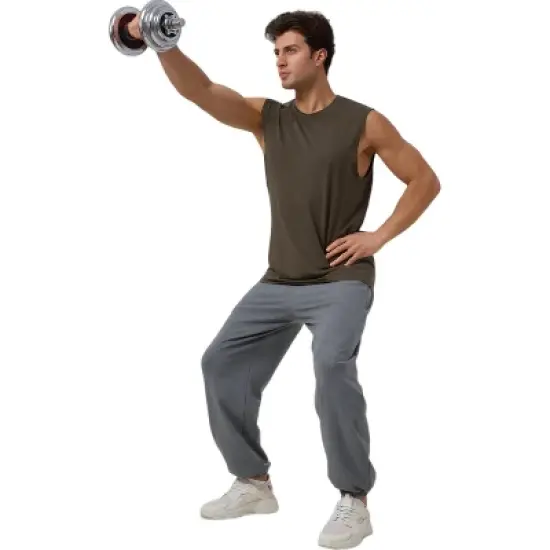 Anna-Kaci Active Men's Sleeveless Crew Neck Ribbed Tank Top with Relaxed Fit and Stretch Fabric image {8}