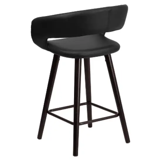 Merrick Lane 24 Inch Wood Ultramodern Bar Counter Stool With Black Upholstered Seat image {12}