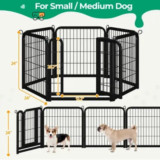 Yaheetech 6 Panels Dog Playpen Panels Metal Pet Playpen, Black image {2}