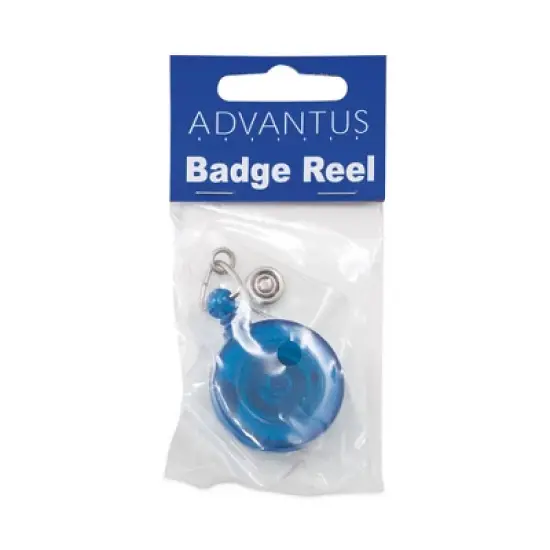 Advantus Translucent Retractable ID Card Reel, 30" Extension, Blue, 12/Pack image {4}